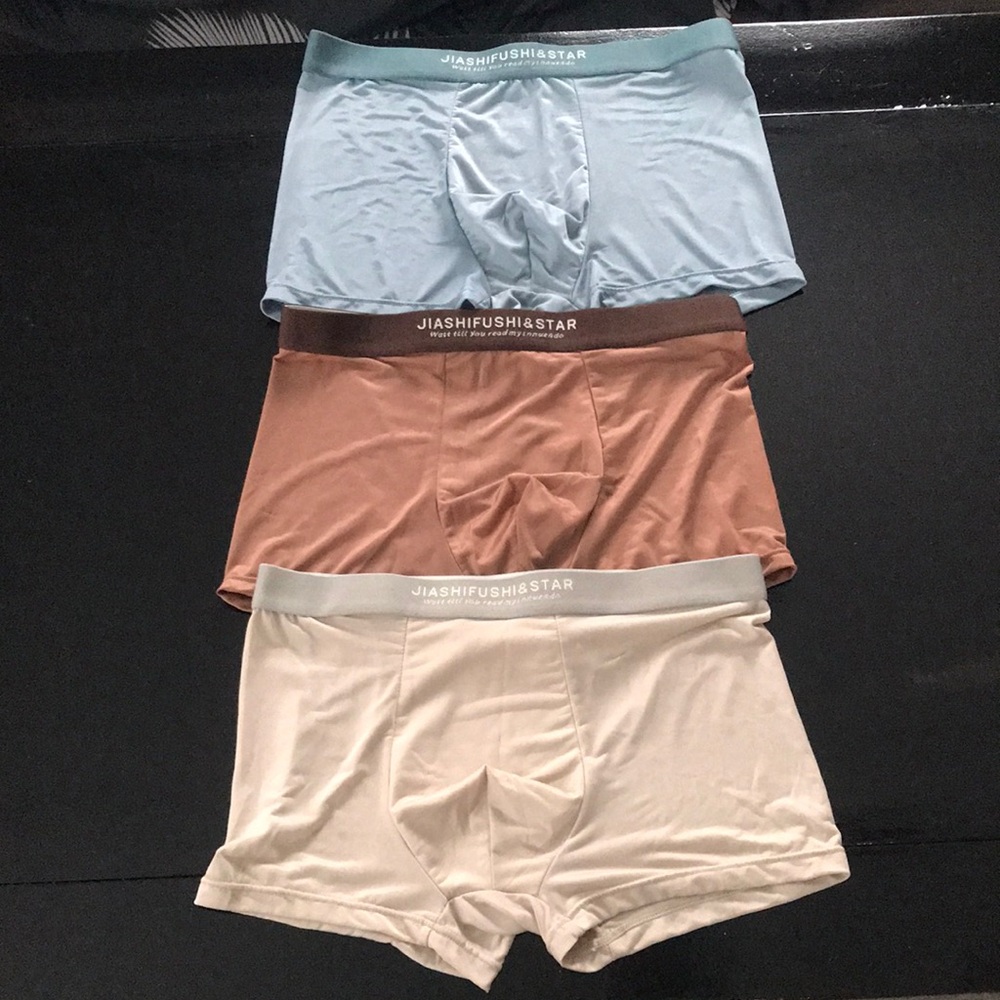 Men's 3-Pack Boxer Briefs - Light Blue, Brown, Cream